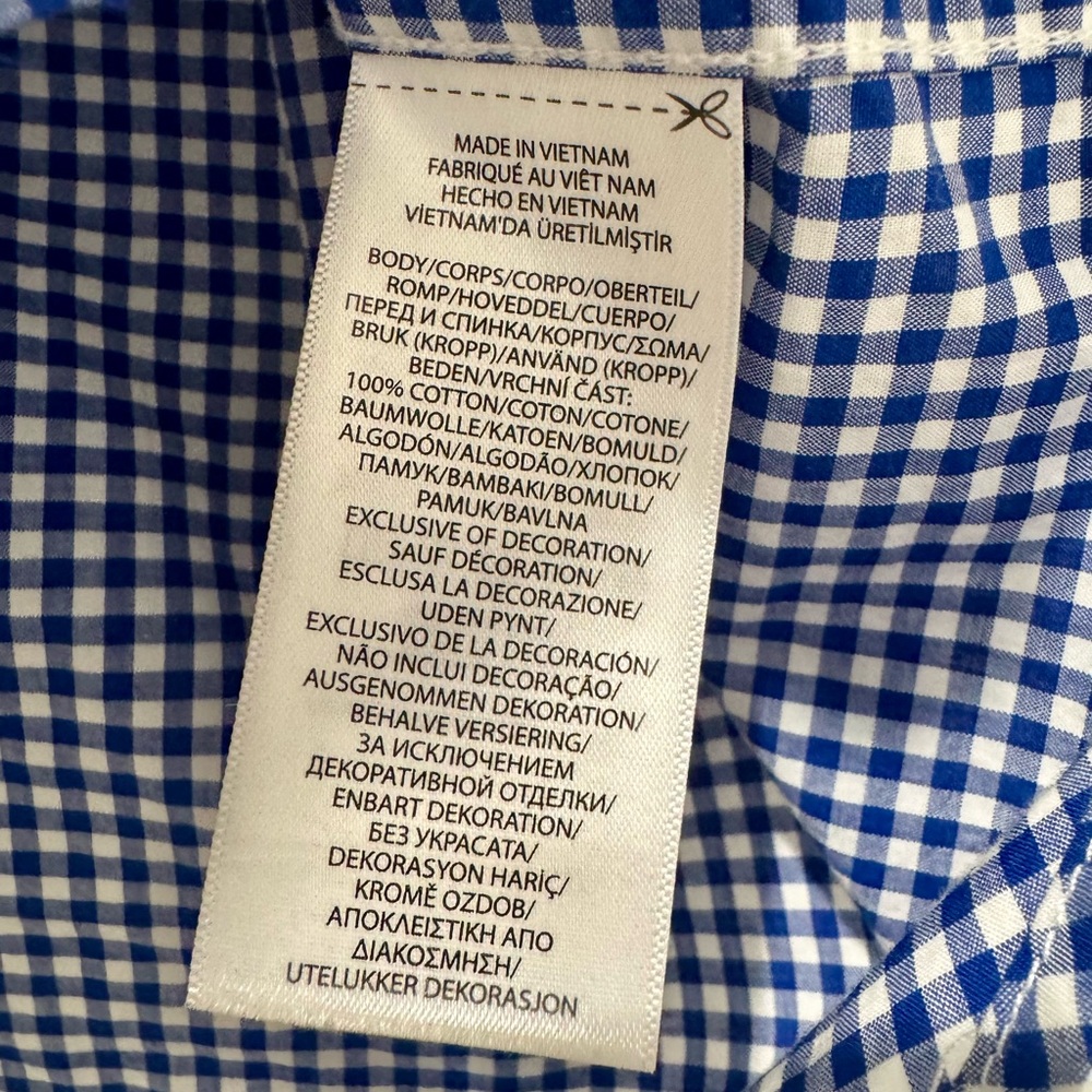 Ralph Lauren Navy Gingham Cotton Poplin Shirt - Picture 7 of 7